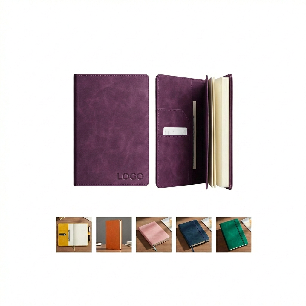 Premium Suede Executive Journal with Lined Pages and Storage Pockets