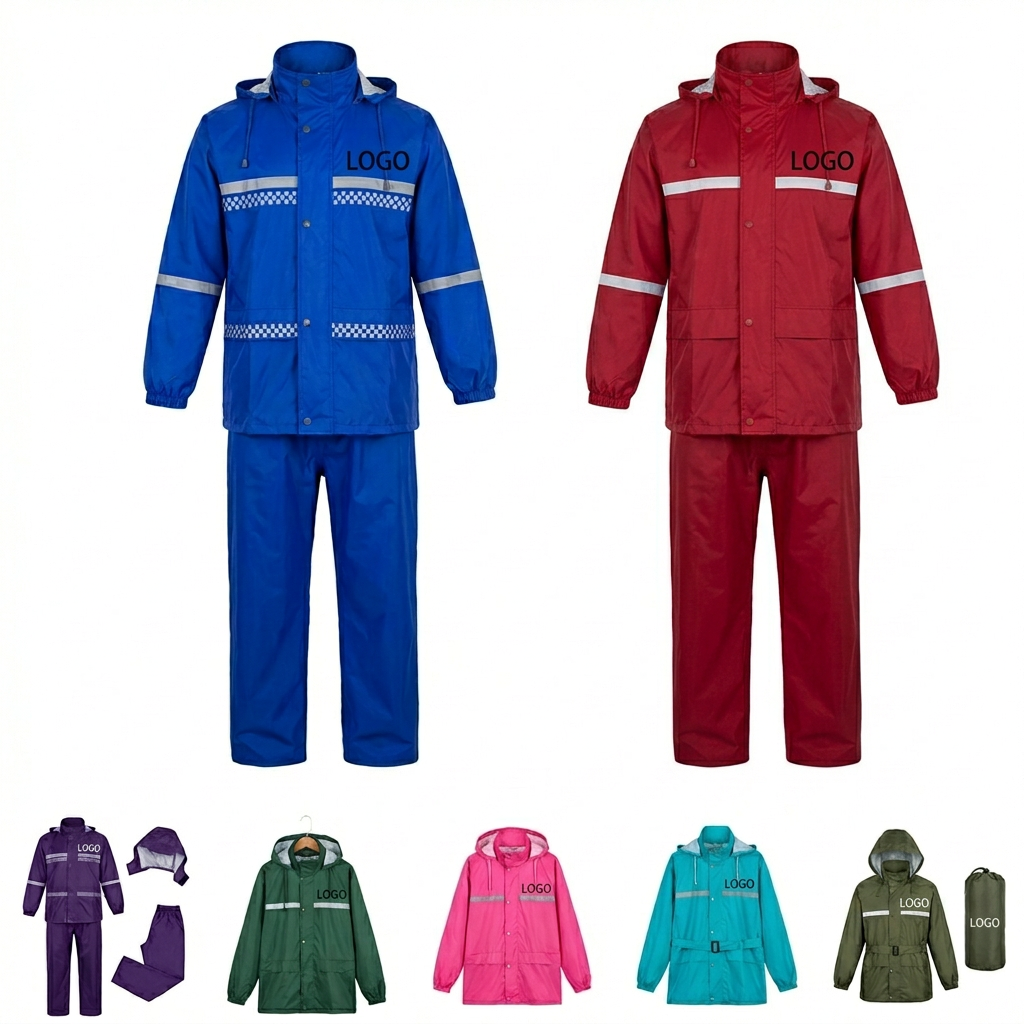 High-Vis Waterproof Rain Jacket & Pants Set with Reflective Strips