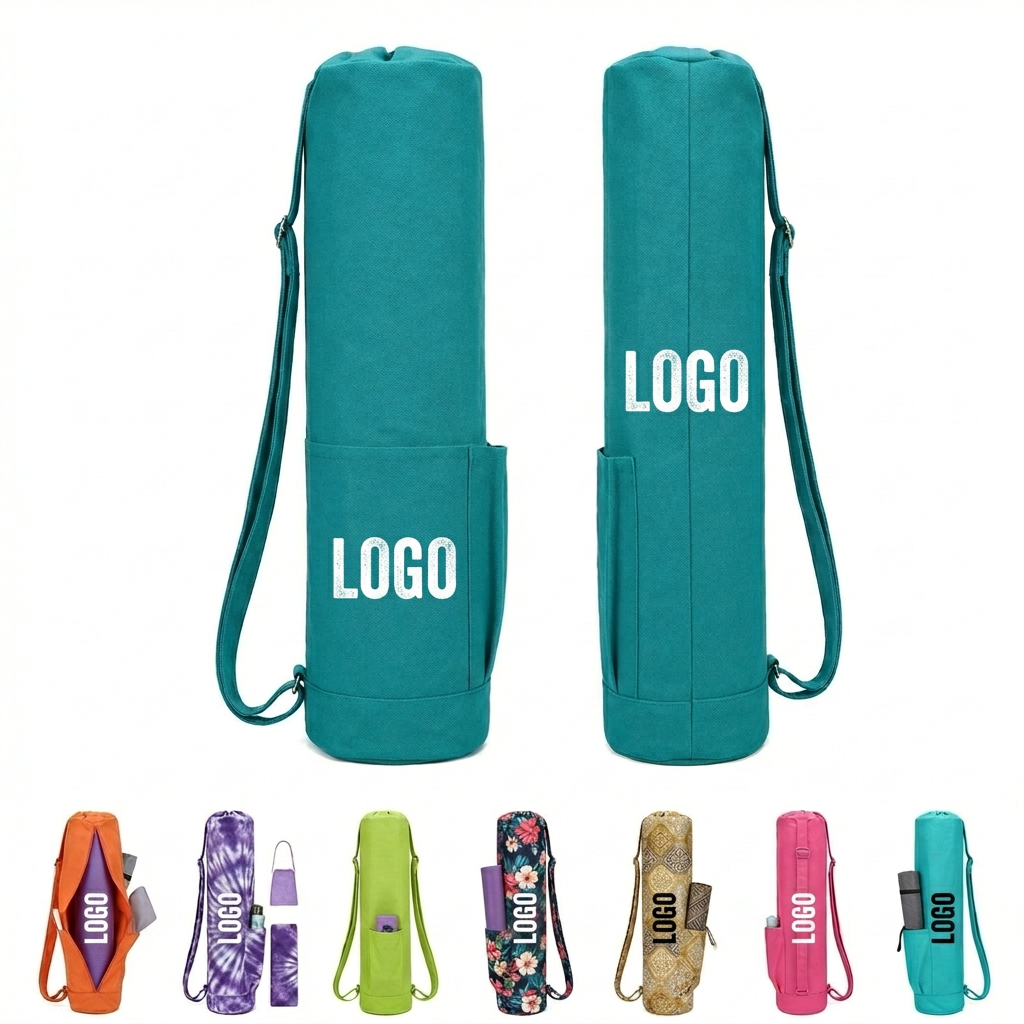 Eco-Friendly Canvas Yoga Mat Carrier with Zippered Pouch