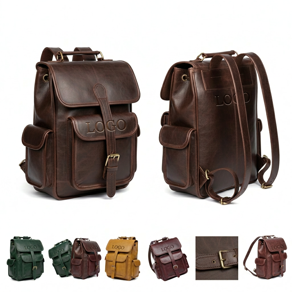 Handcrafted Full-Grain Leather 15-Inch Laptop Backpack for Professionals