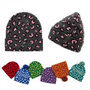 Leopard Print Fleece-Lined Unisex Winter Beanie