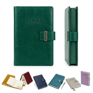 Multi-Color PU Leather Notebook & Pen Set with Magnetic U-Buckle Closure