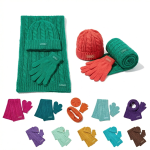 Cozy Knit Winter Trio Set - Scarf, Beanie & Touchscreen Gloves