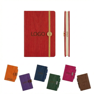Artisan Wood-Grain Notebook with Elastic Closure & Pen Loop