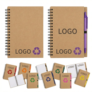 Eco-Friendly Kraft Paper Notebook with Removable Pen and 70 Ruled Pages