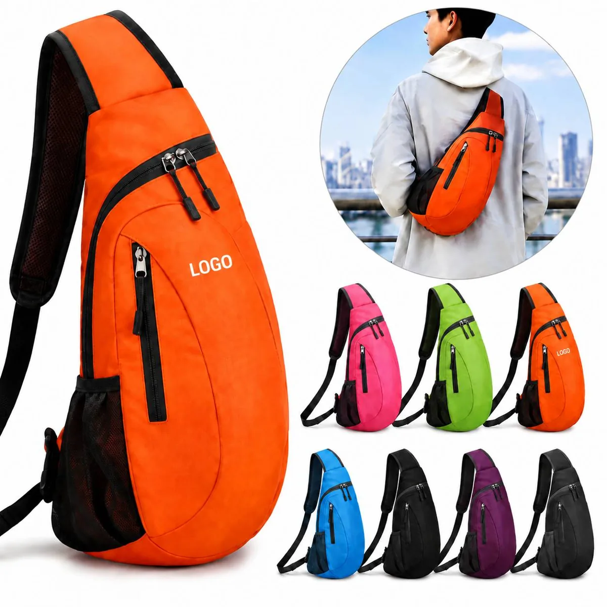 Foldable Travel Sling Backpack with Water Bottle Pocket