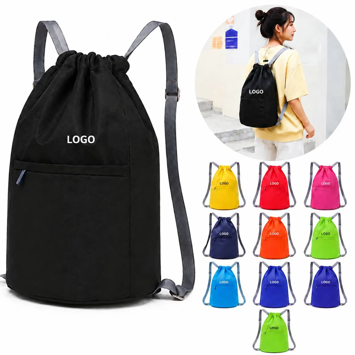 Ultralight Oxford Drawstring Sports Backpack for Travel