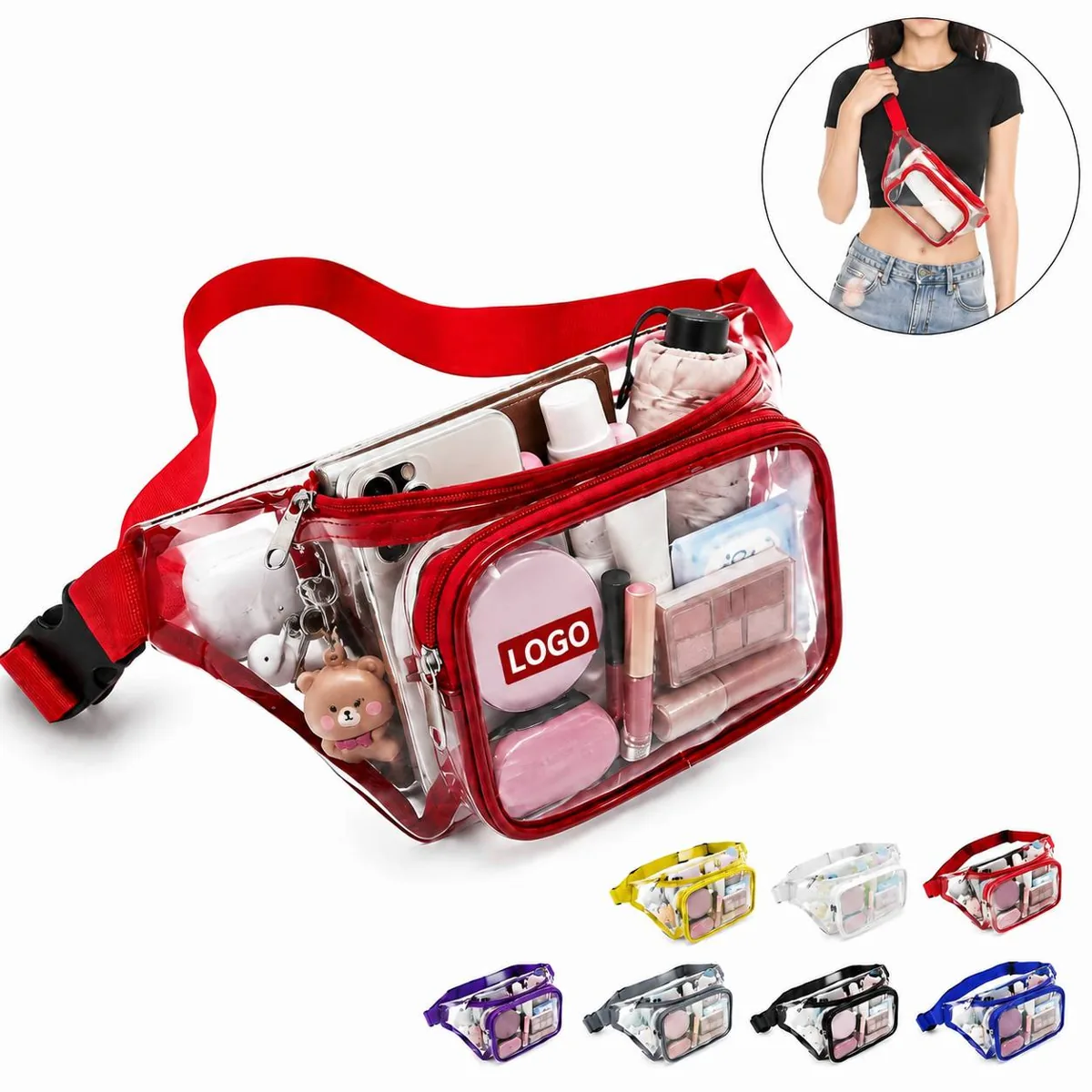 Clear PVC Waist Bag with Adjustable Strap for Events