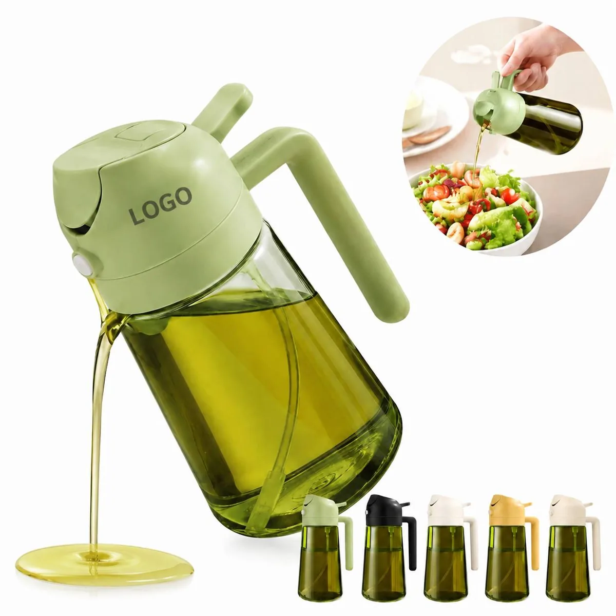 16oz Glass Oil Dispenser Dual Spray & Pour, BPA-Free