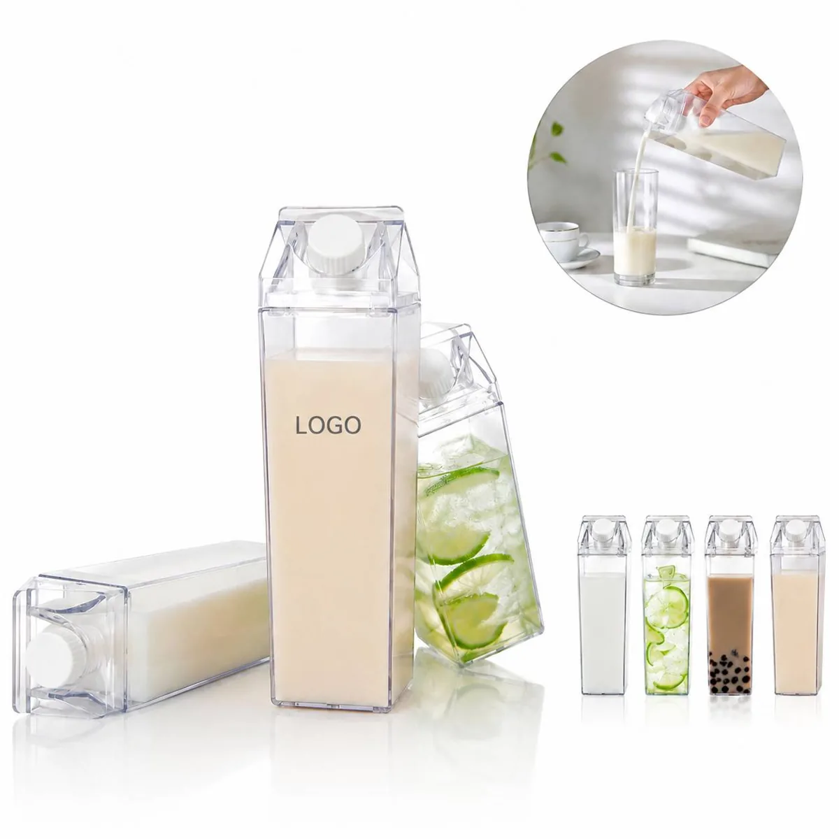 Clear Plastic Milk Carton Water Bottle 17oz