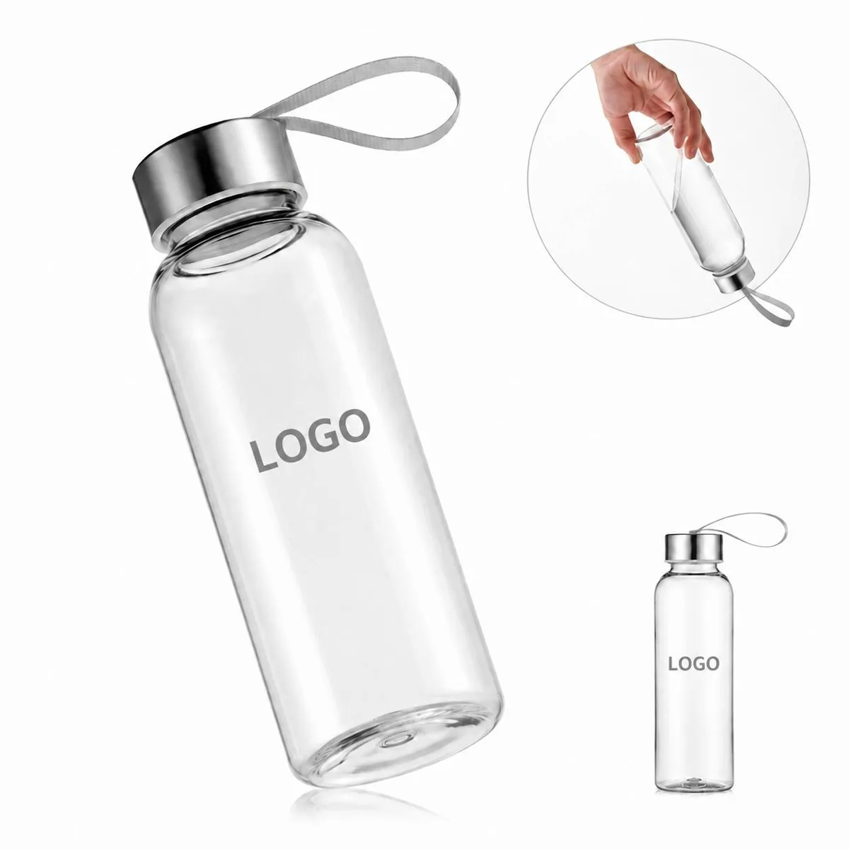 13.5oz Reusable Plastic Water Bottle with Stainless Steel