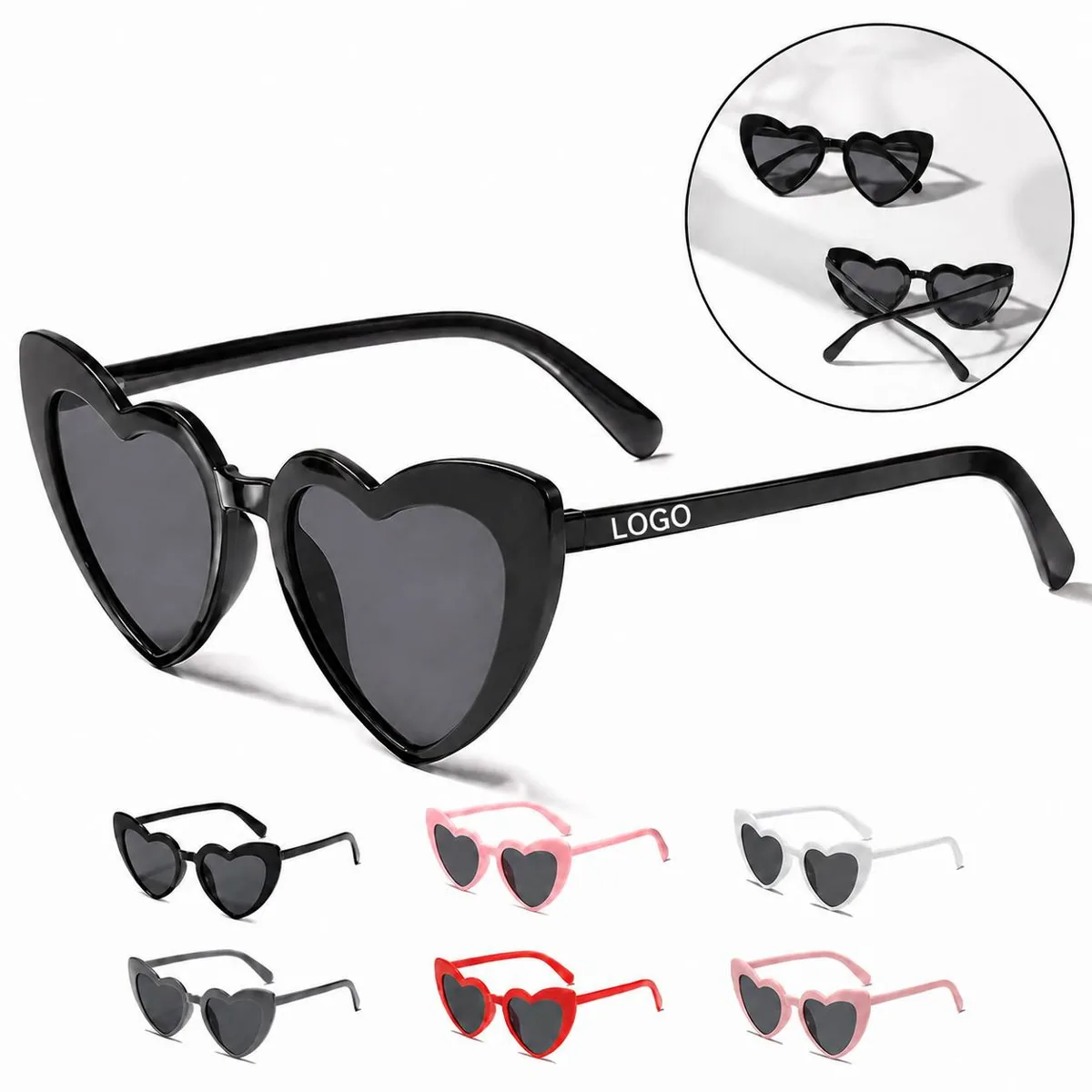 Vintage Heart Frame Sunglasses with UV Protection