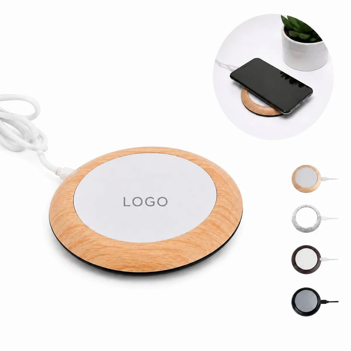 USB Heated Wooden Metal Coffee Coaster for Warm Beverages