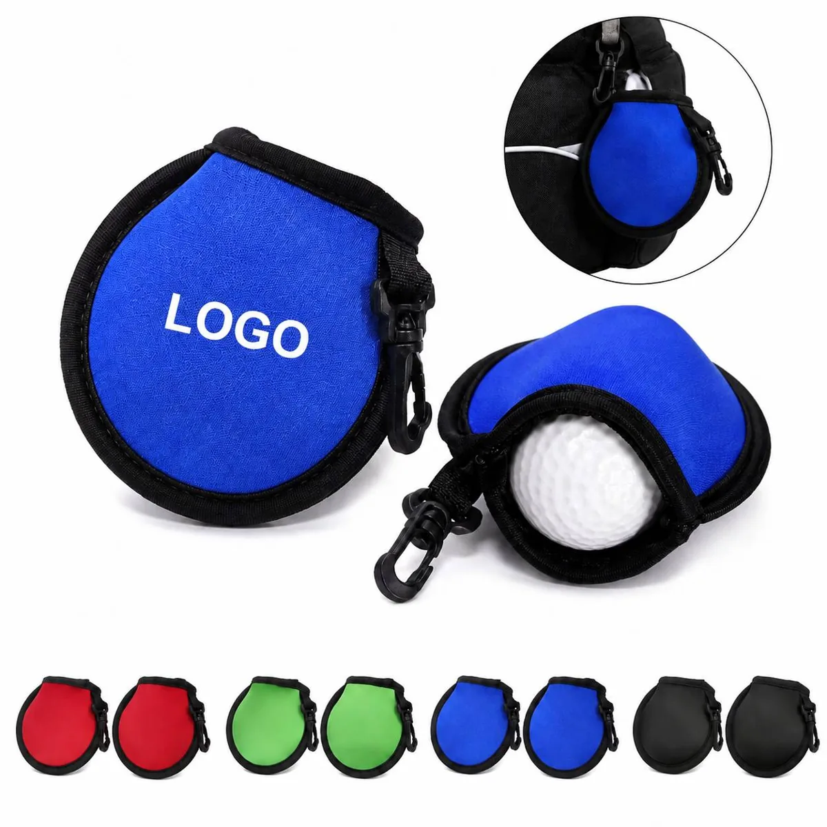 Custom Logo Golf Ball Cleaner Pouch, Water-Resistant
