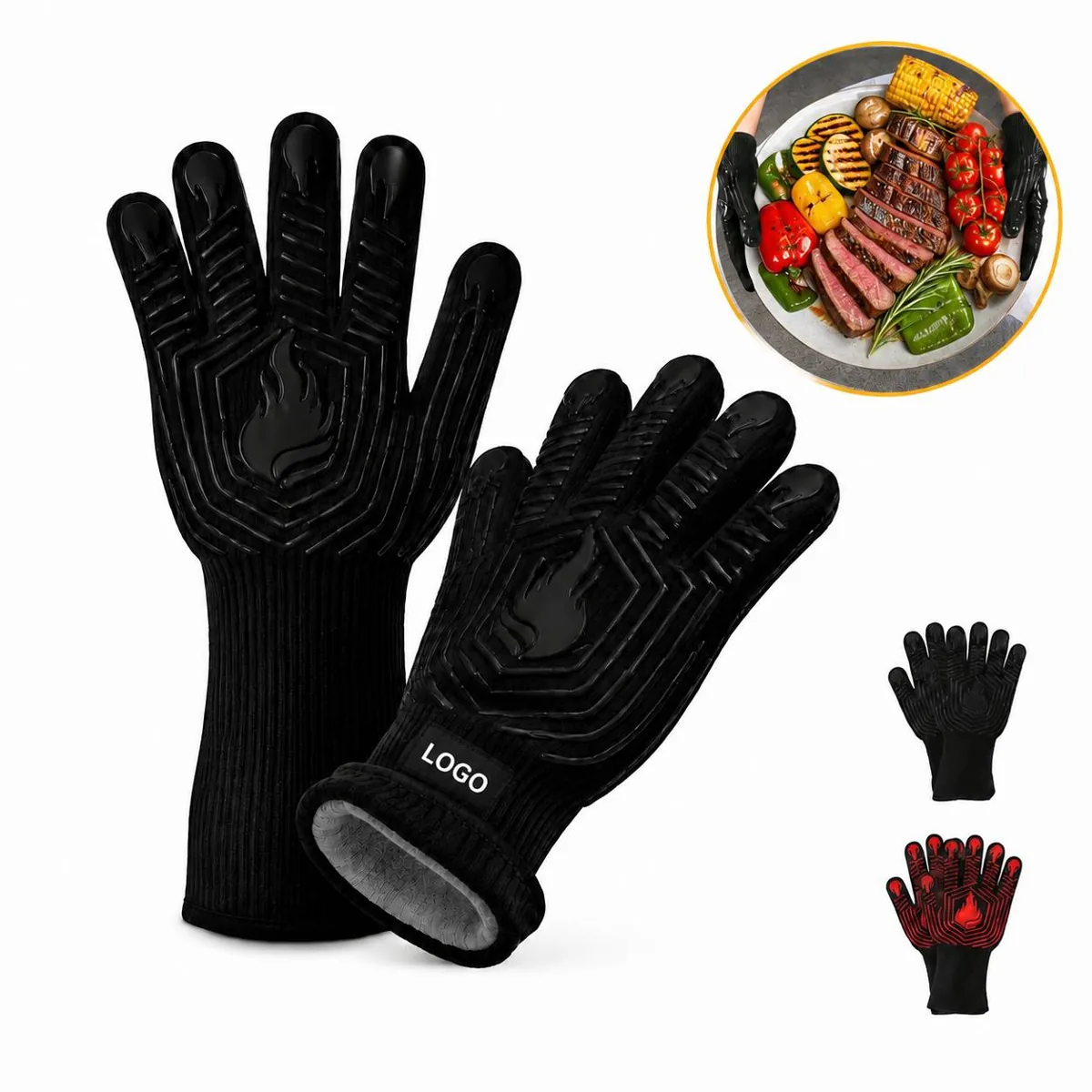 Silicone Grill Oven Gloves, Heat Resistant to 1472°F