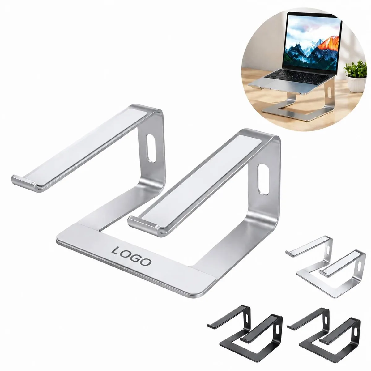 Adjustable Aluminum Laptop Riser Stand, Ventilated Heat