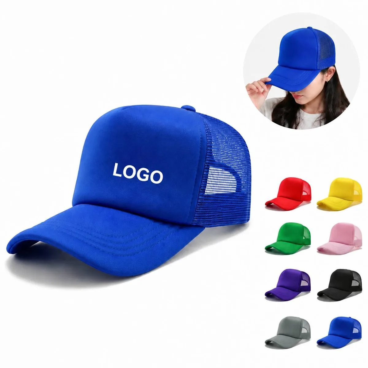 Breathable Sponge Mesh Baseball Cap with Adjustable Snap