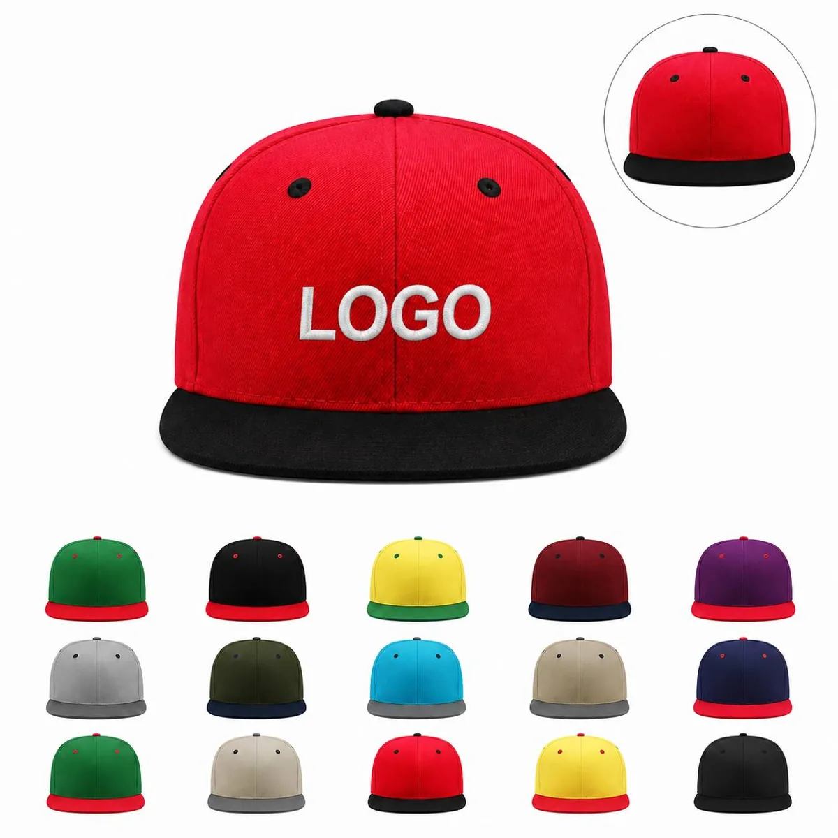 Classic Cotton Snapback Hat Adjustable Closure Breathable