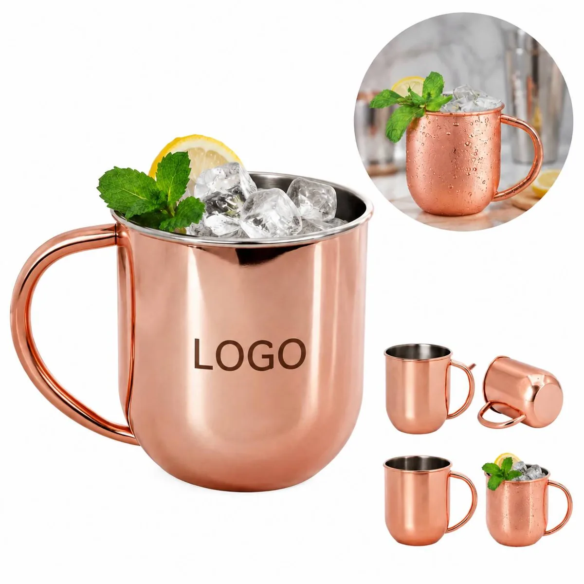Vintage Copper Tumbler 17oz Cocktail Glass, Retro Metal Cup