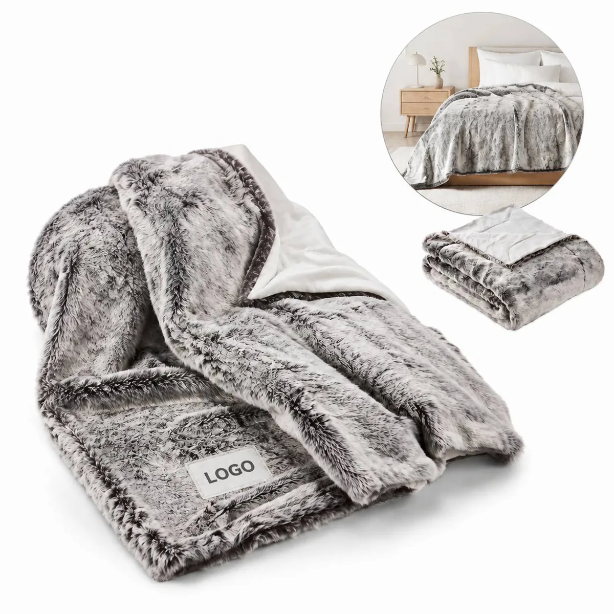 Luxurious Faux Fur Throw Blanket for Couch, Sofa & Bed