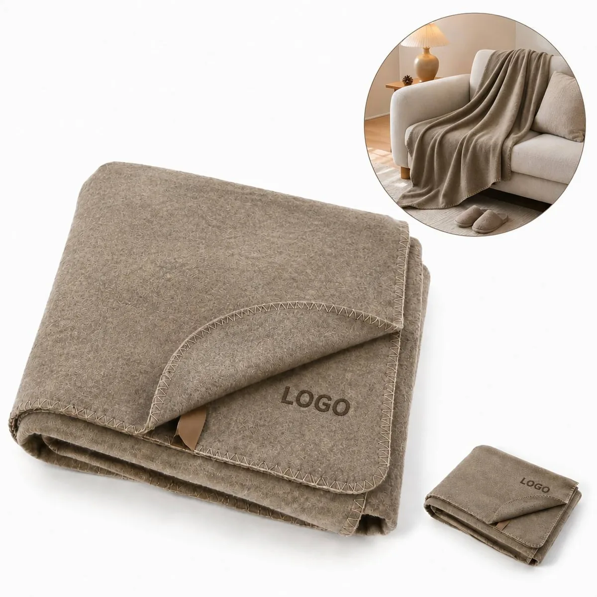 Custom Logo Fleece Throw Blanket for Brand Gifts