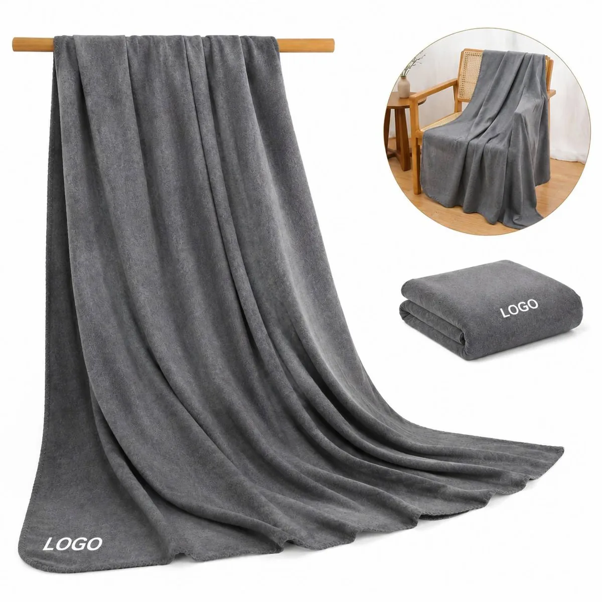 Personalized Fleece Throw Blanket with Custom Logo, Cozy