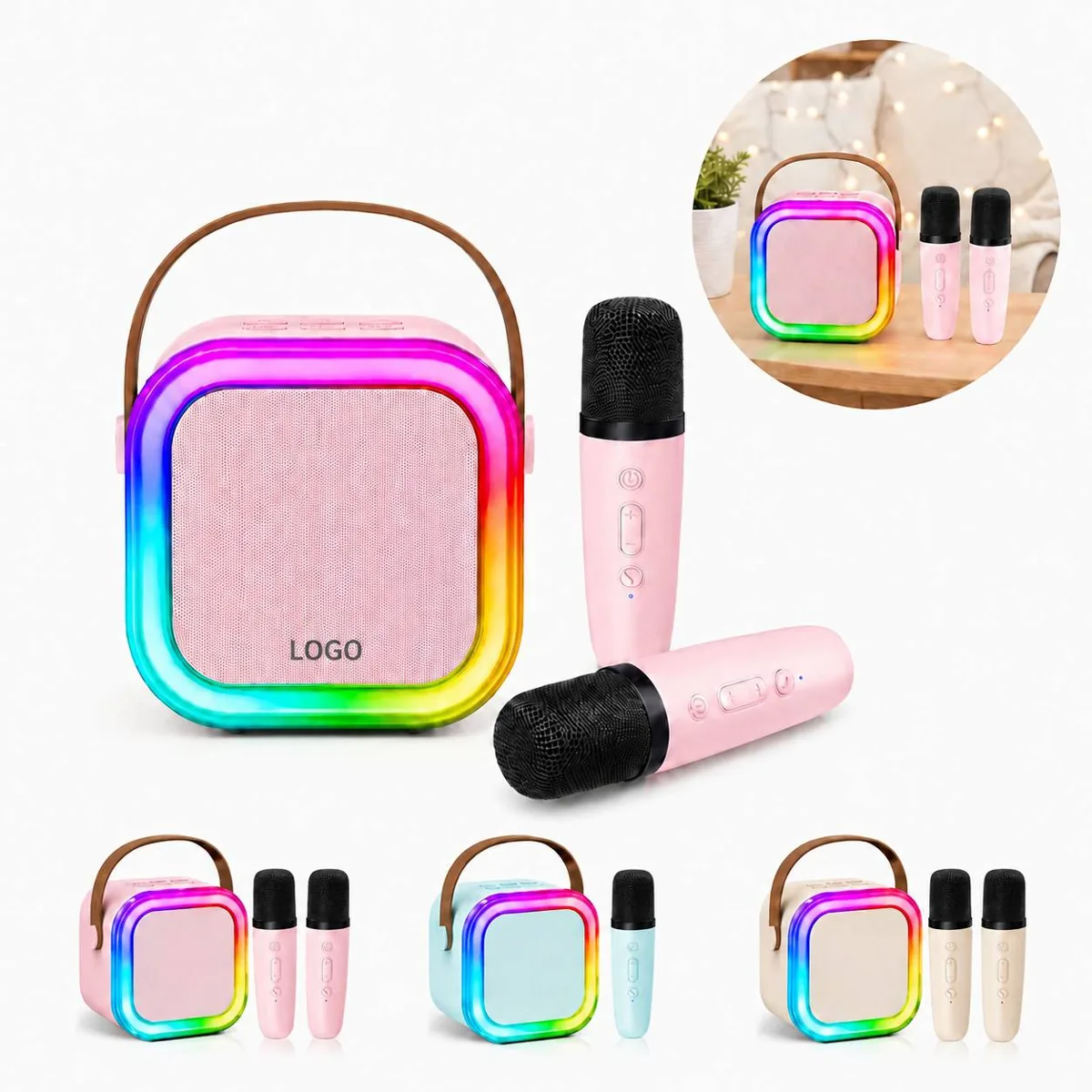 Portable Karaoke Machine with 2 Wireless Mics