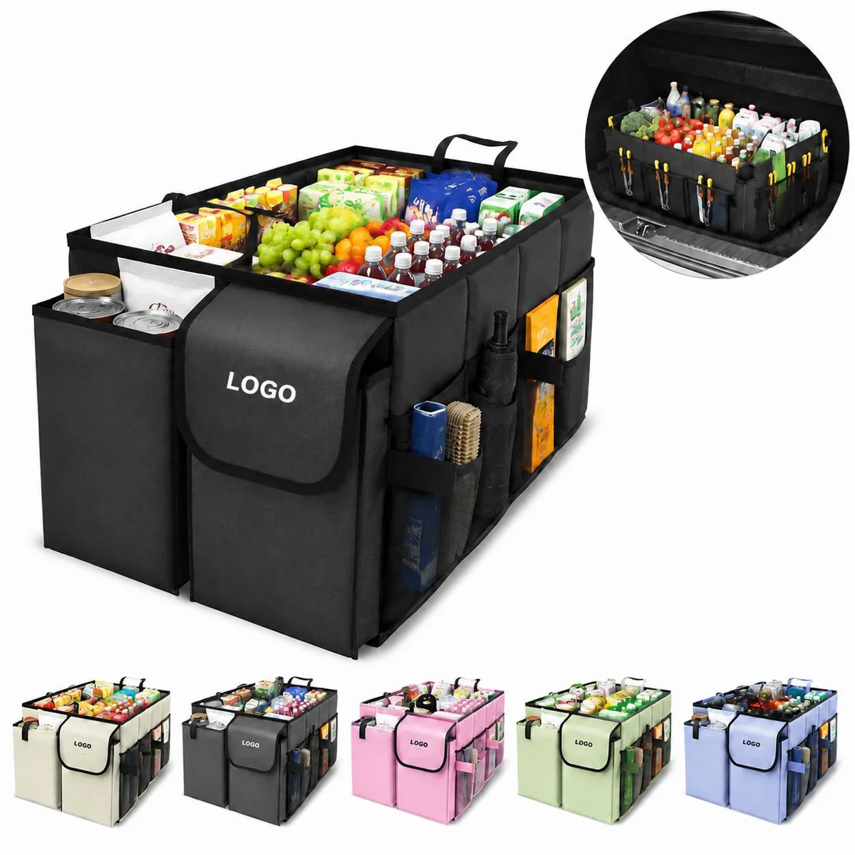 Car Trunk Storage Organizer Heavy Duty with Mesh Pockets