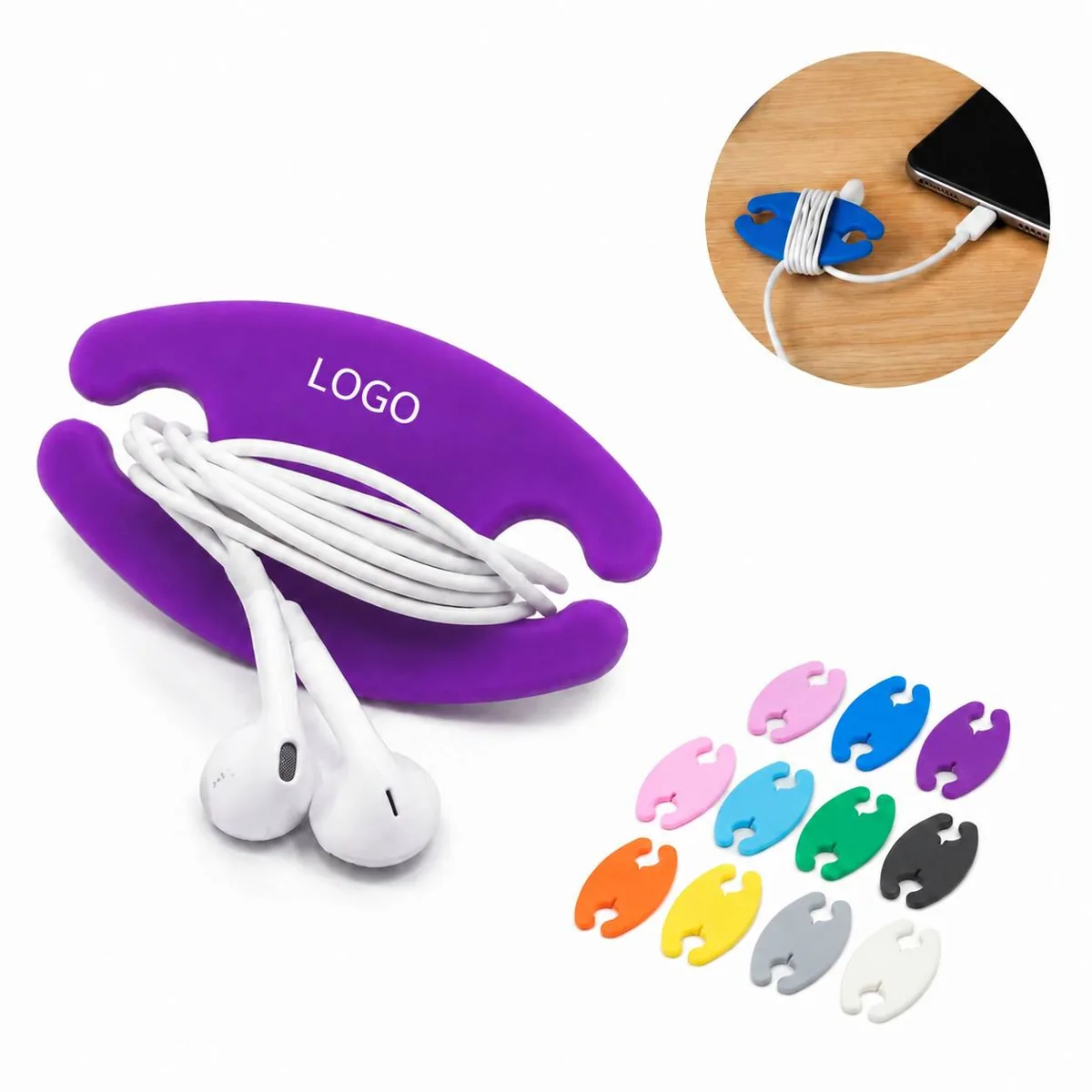 Silicone Cable Straps with Adapter Pocket, Cord Keeper