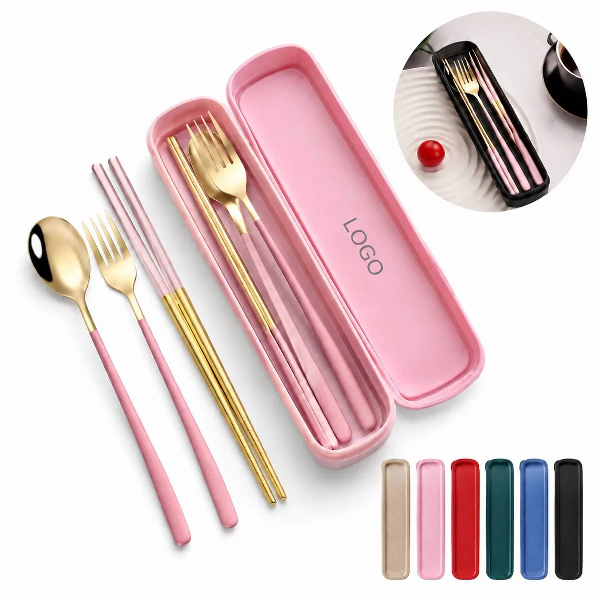 Portable Stainless Steel Cutlery Set with Spoon Fork