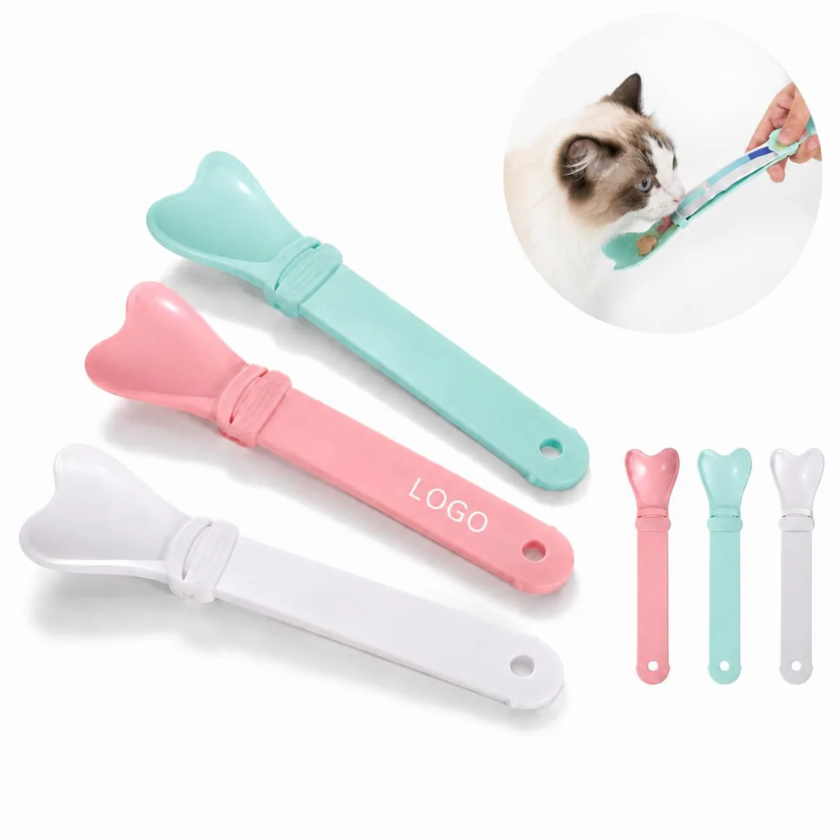 Pet Feeding Spoon with Squeeze Dispenser for Cats