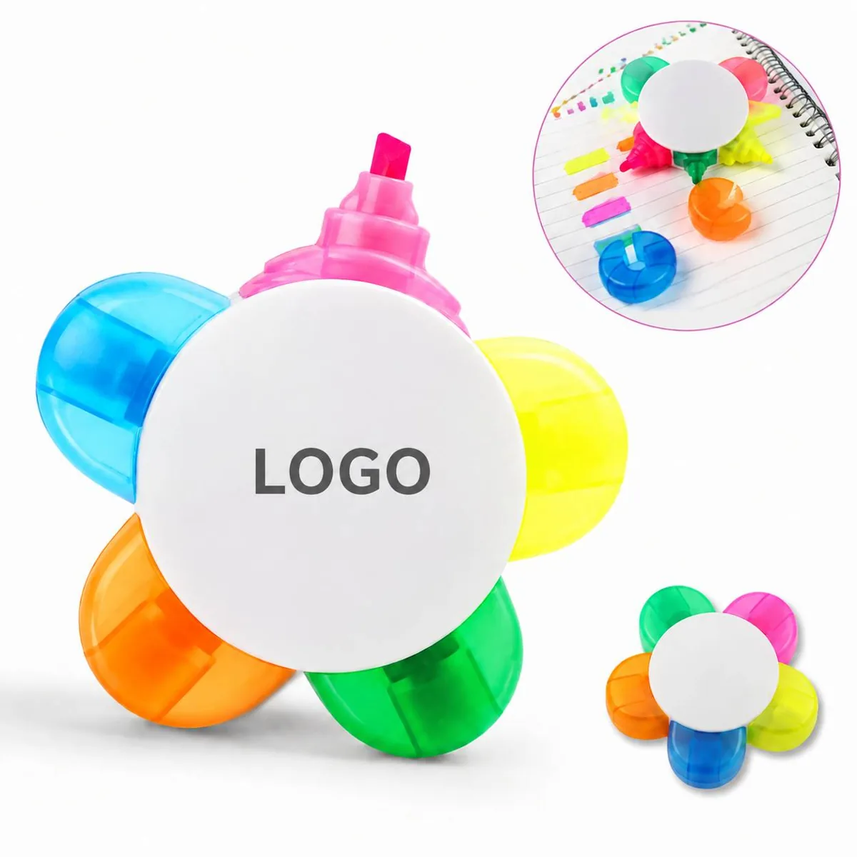 Flower Highlighters Set, 5 Neon Colors for Notes