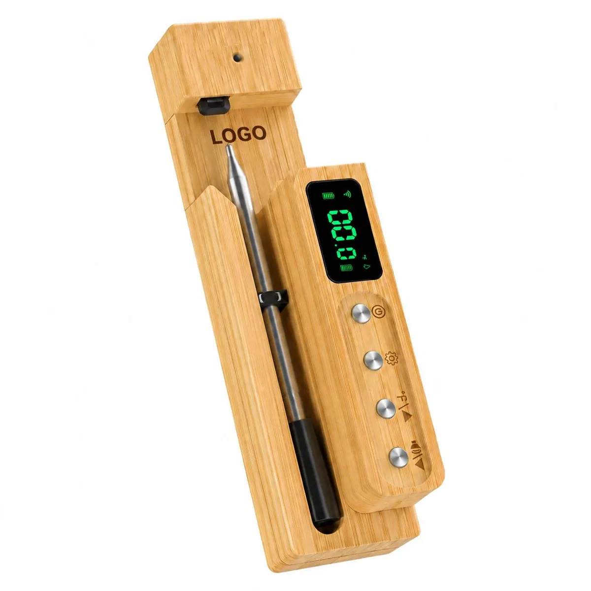 Wireless Meat Thermometer with Bamboo Handle