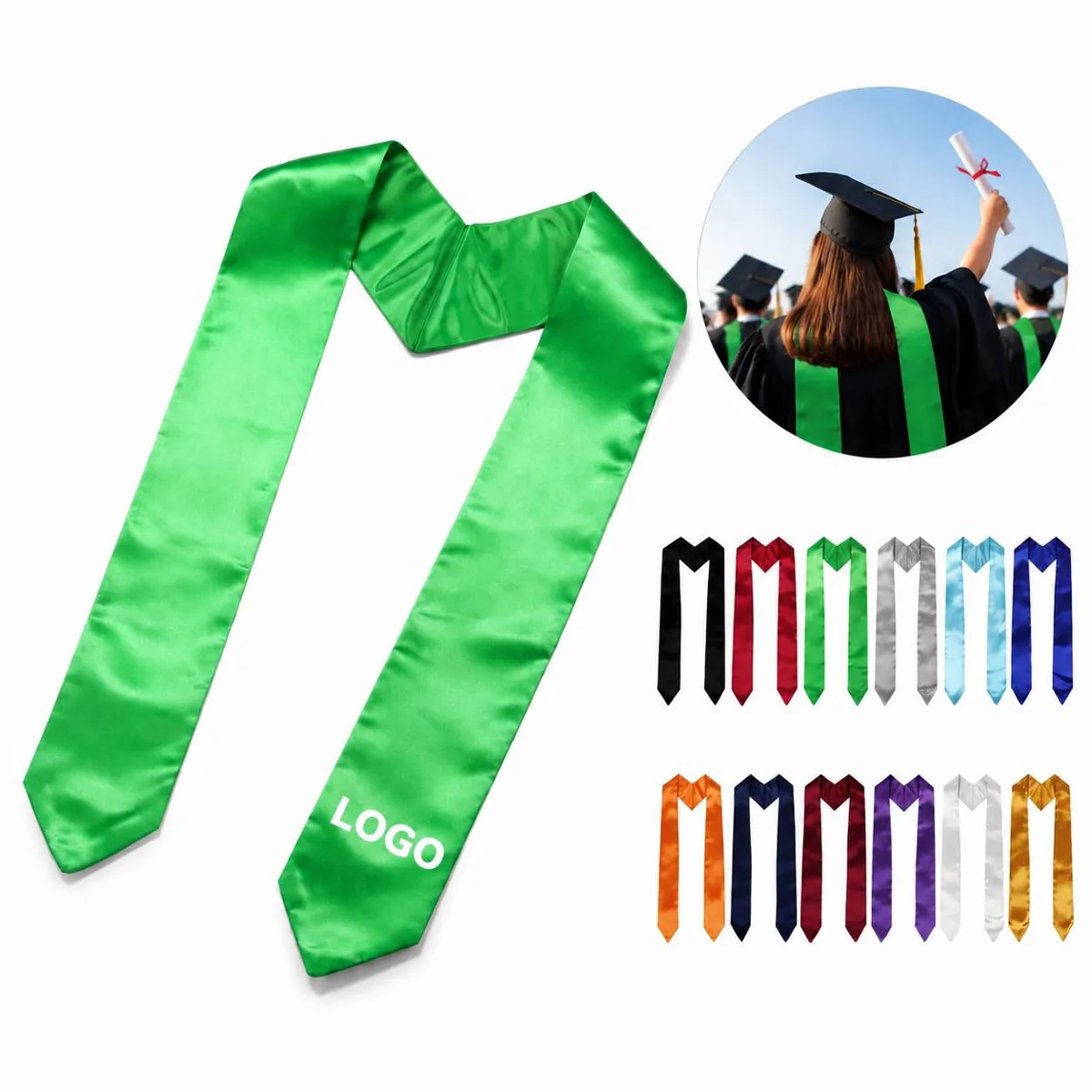 Personalized Wet Dye Graduation Sash, Custom Text & Logo