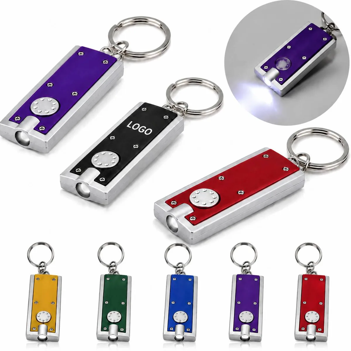 Compact LED Keychain Flashlight with 30Hr Battery, ABS