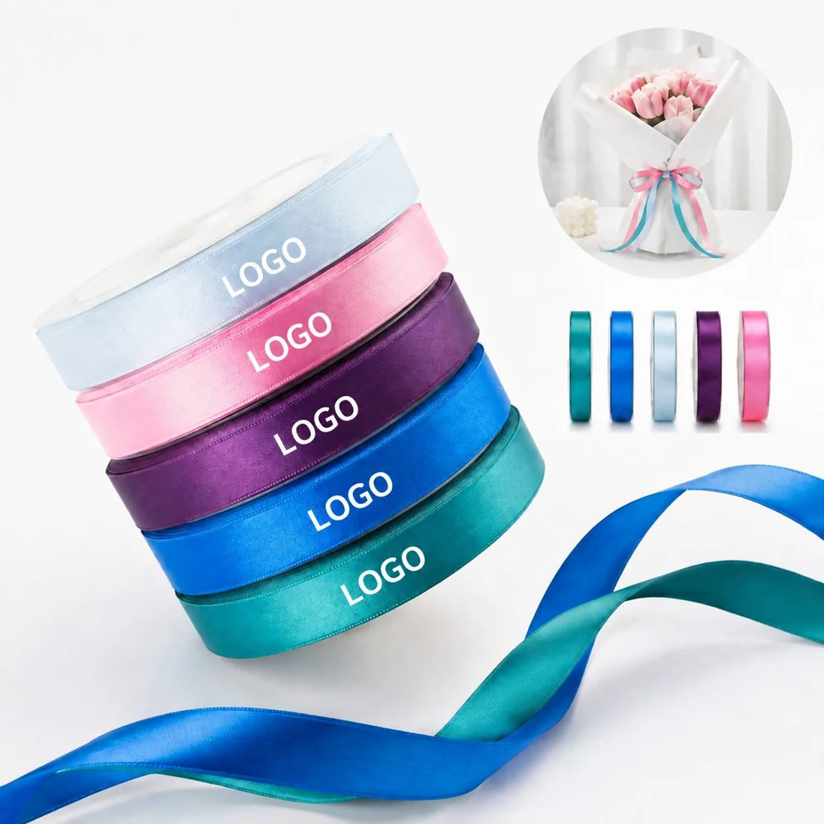 Custom Printed Satin Ribbon for Gift Wrapping & Party Decor