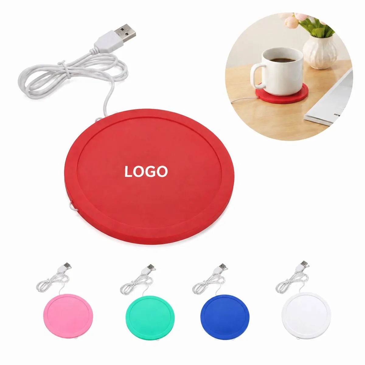 Personalized USB Cup Warmer Desk Pad with Logo Imprint