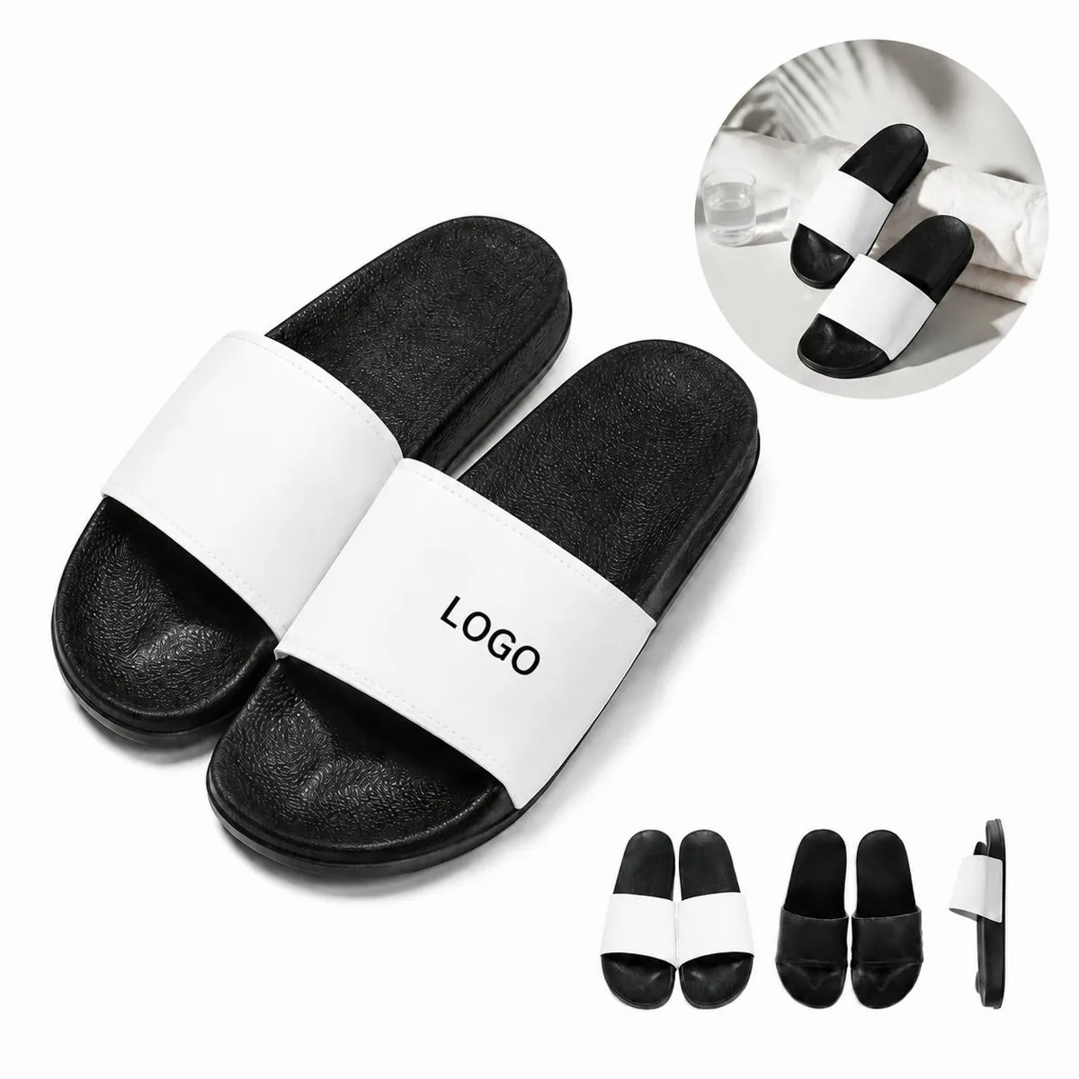 Plush Indoor Slides with Arch Support, Non-Slip EVA