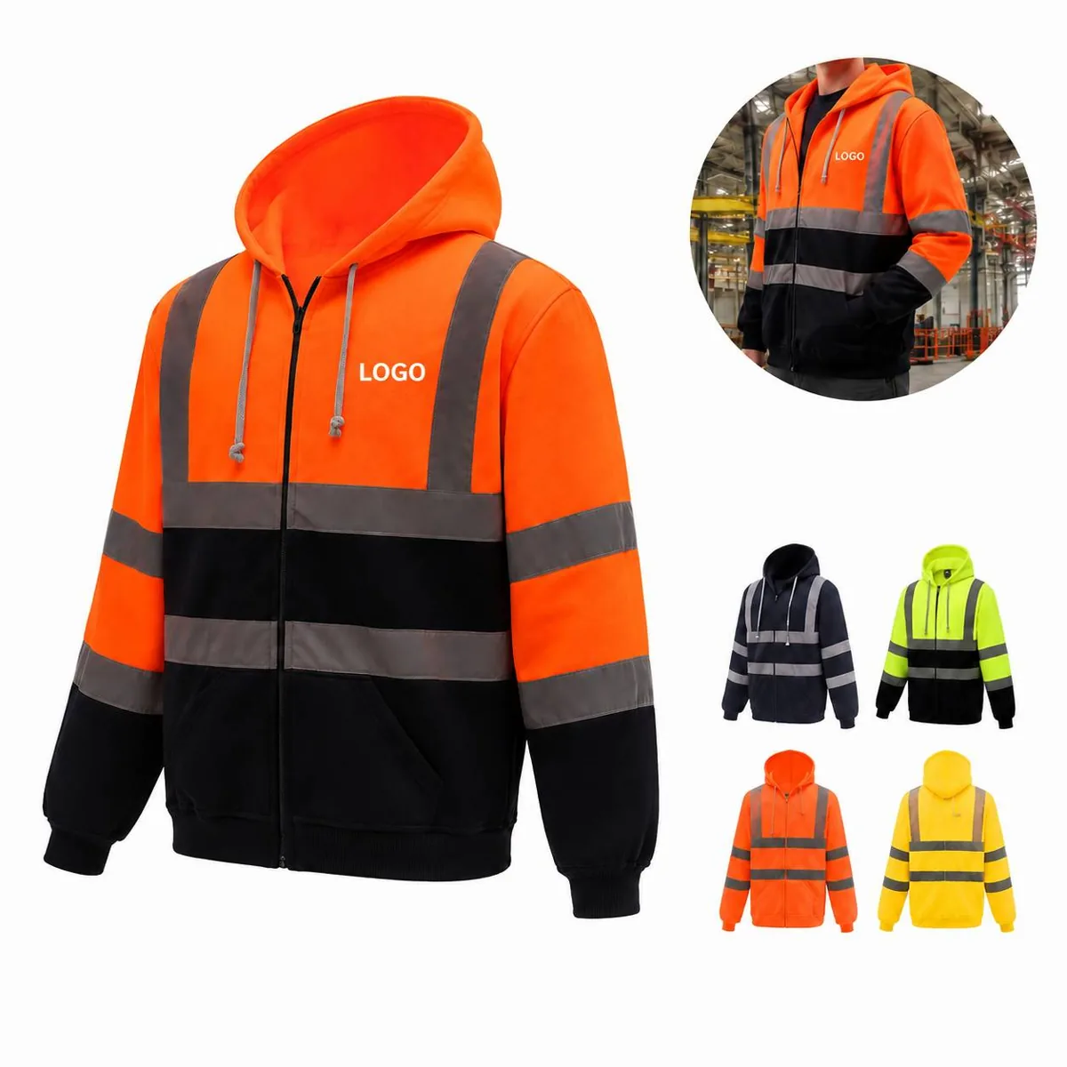 High Visibility Reflective Fleece Hooded Sweatshirt 360°