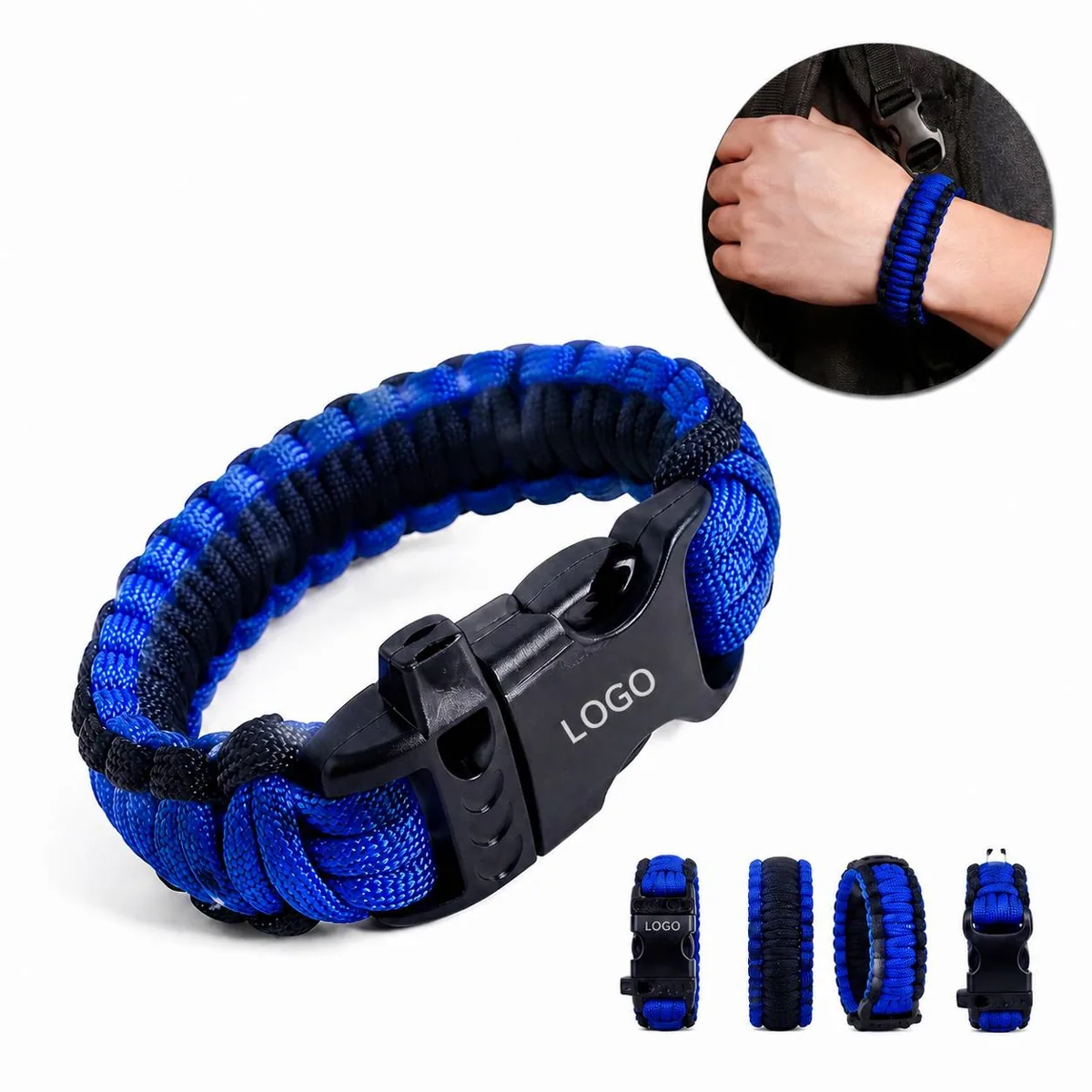 Survival Paracord Bracelet with Whistle for Camping Hiking