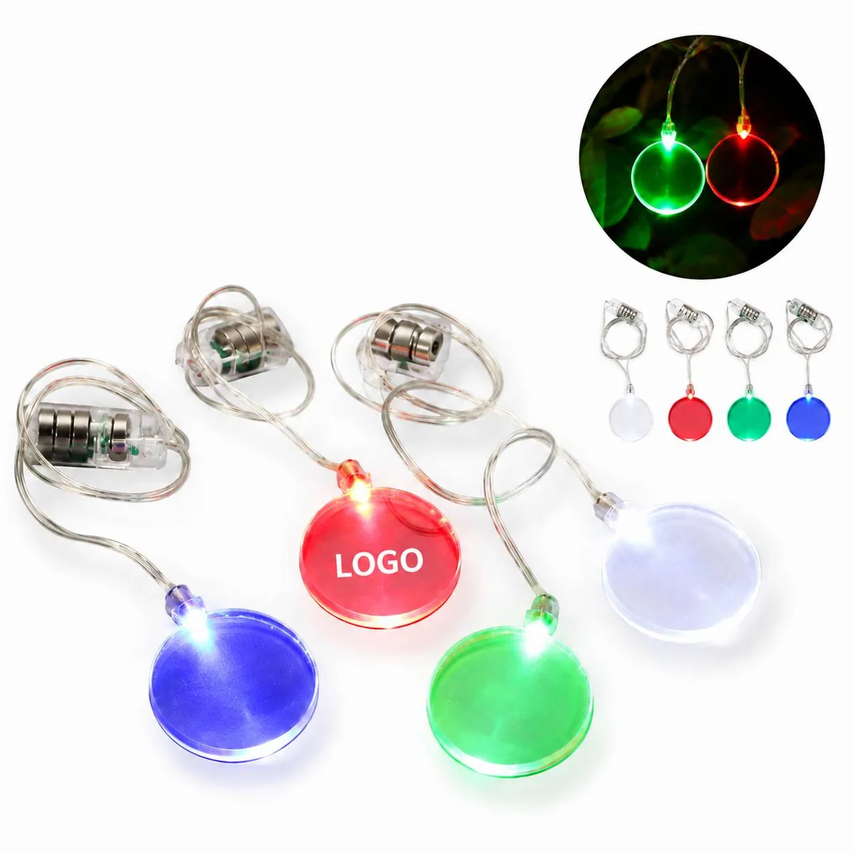 LED Light Up Pendant Necklace for Night Safety Glow