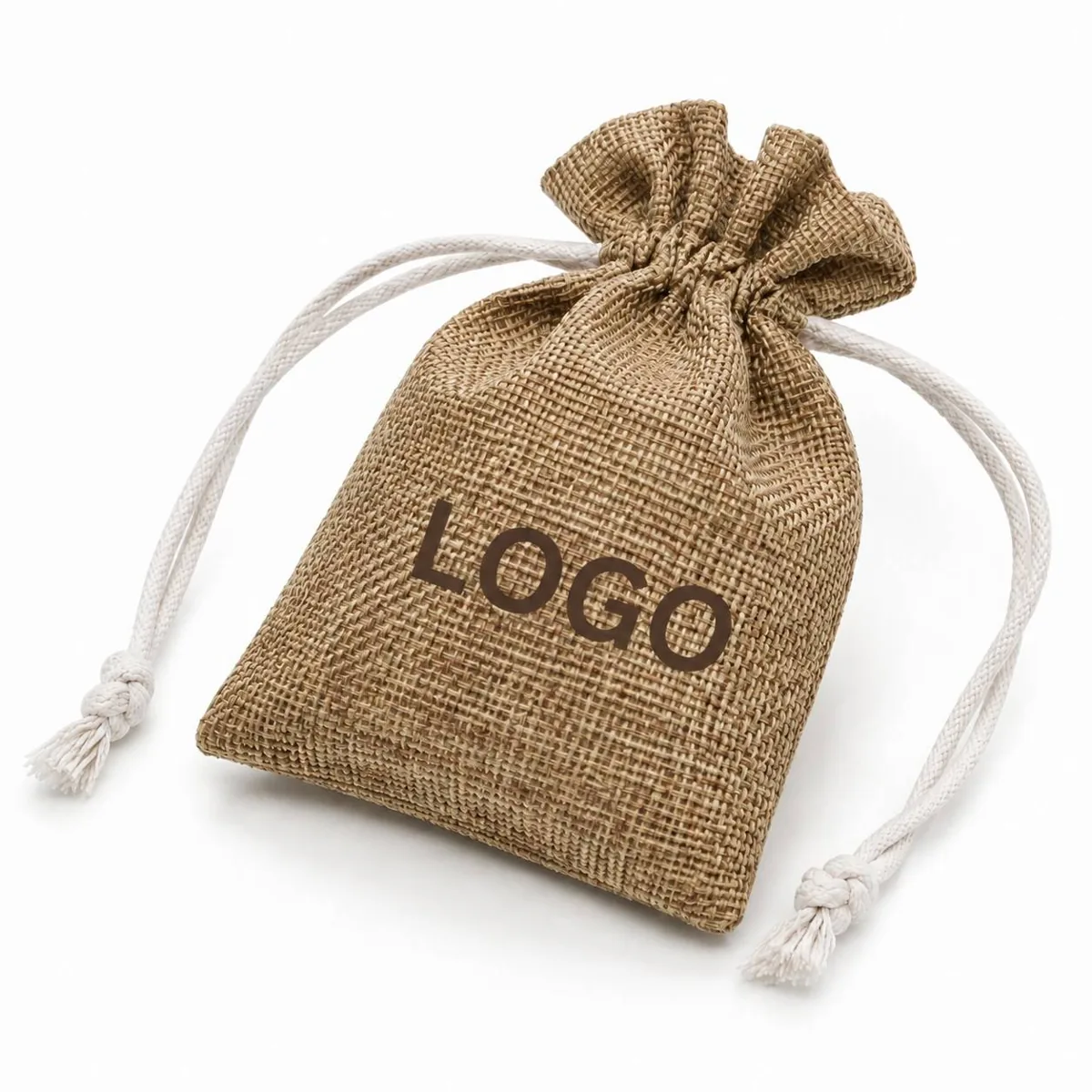 Personalized Natural Jute Drawstring Pouches for Gift