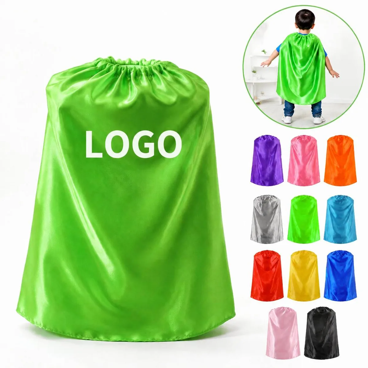 Personalized Kids Superhero Cape Double Layer Satin