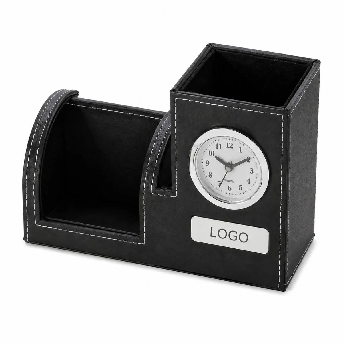 Foldable PU Leather Desk Organizer with Pen Holder, Phone