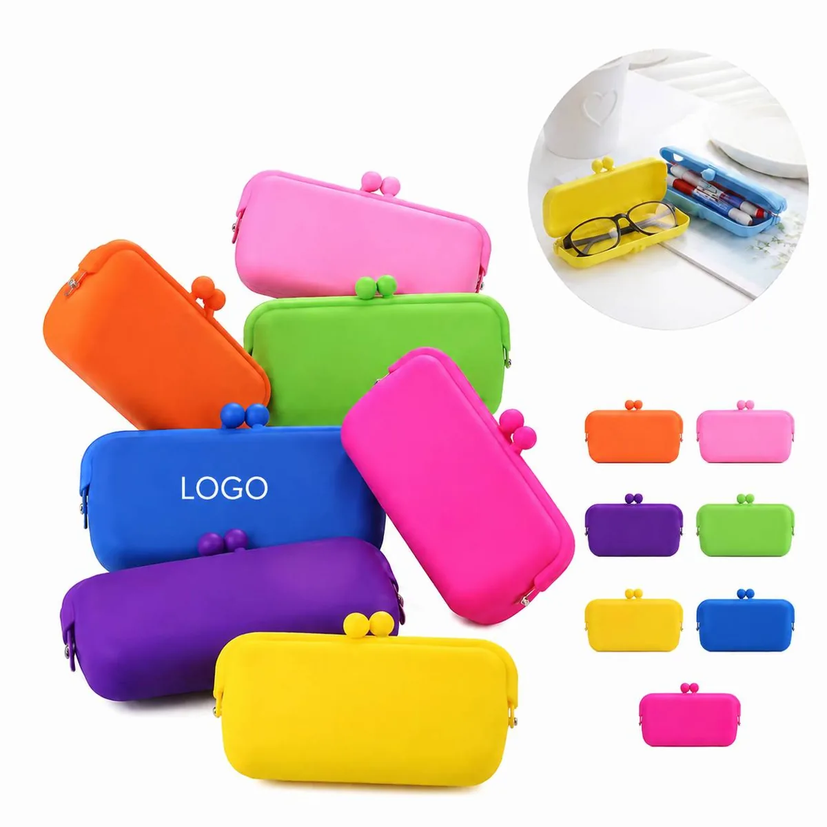 Custom Logo Silicone Mini Wallet Coin Key Pouch with Zipper