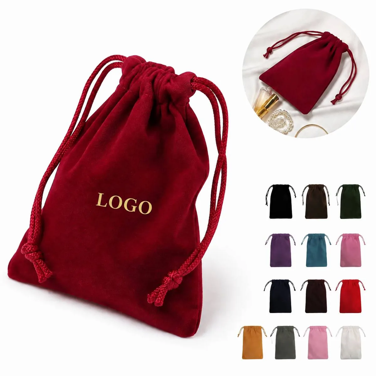 Velvet Drawstring Pouch for Jewelry and Gift Storage