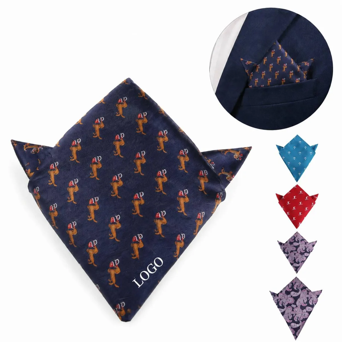 Custom Woven Pocket Square for Men with Repeat Pattern