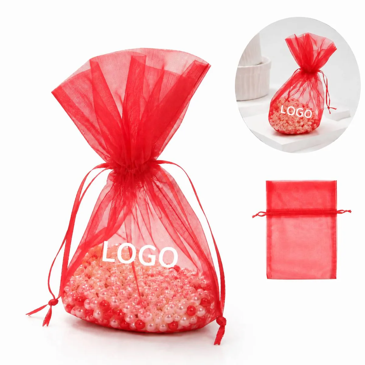 Sheer Organza Gift Pouches with Drawstring Closure