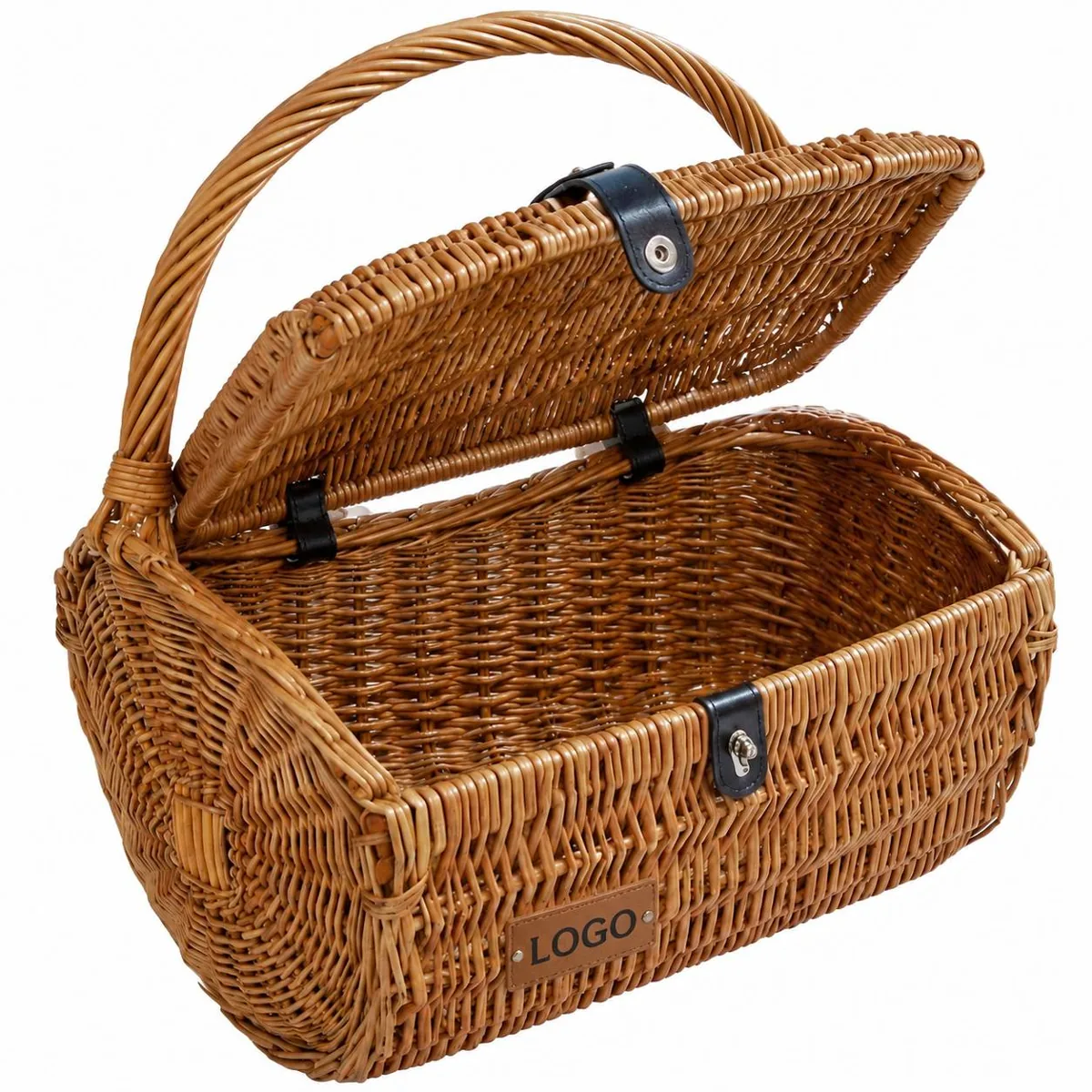 Rustic Handwoven Wicker Picnic Basket for Outdoor Dining