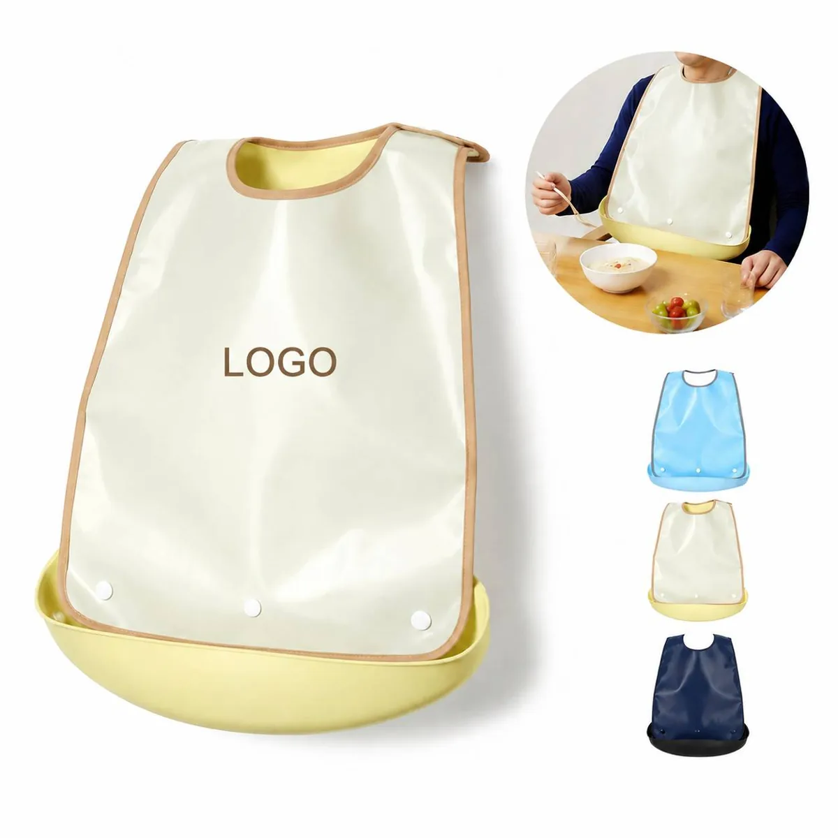 Waterproof Reusable Senior Dining Bib for Adults Caregiver
